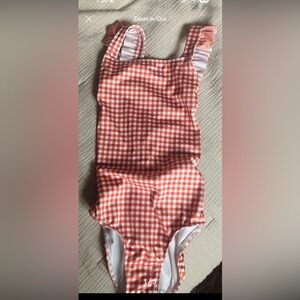 Minnow Swim Red Gingham One-Piece Swimsuit girls size 11/12.